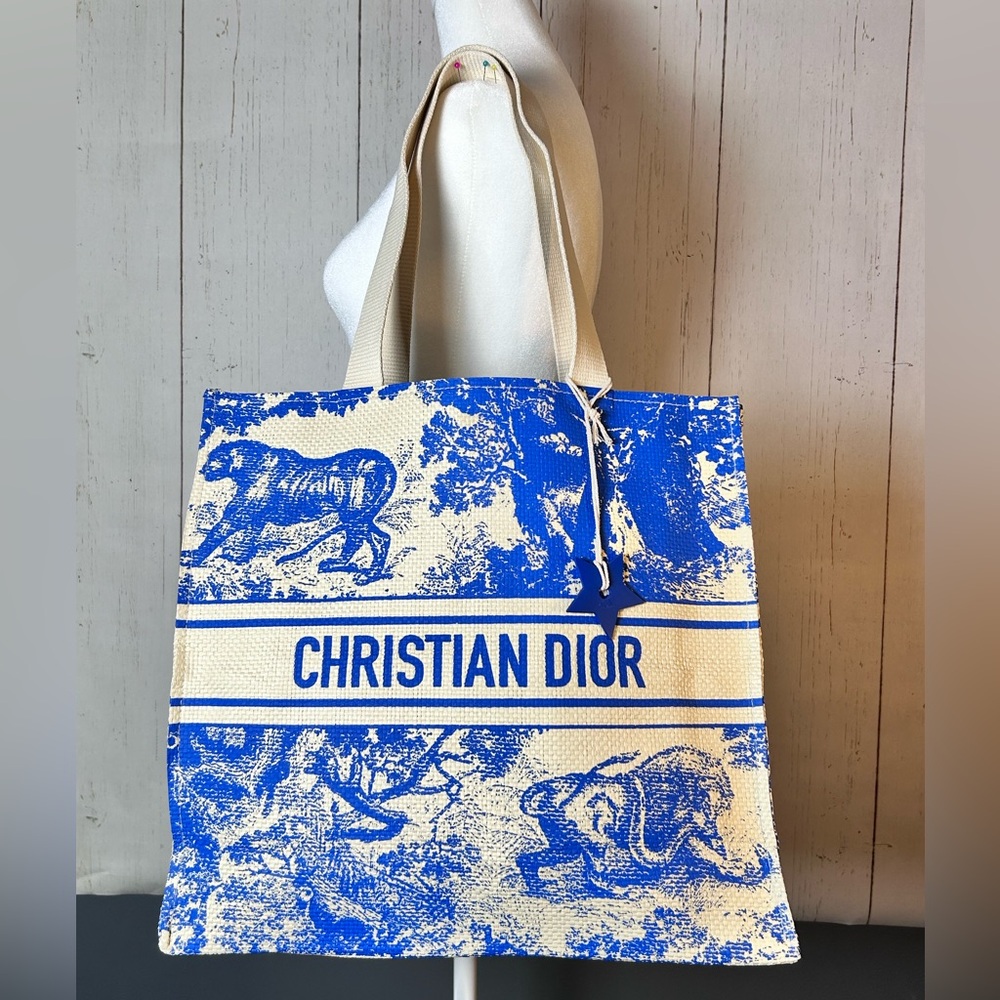 Christian Dior Blue and Cream Tote Bag NWT